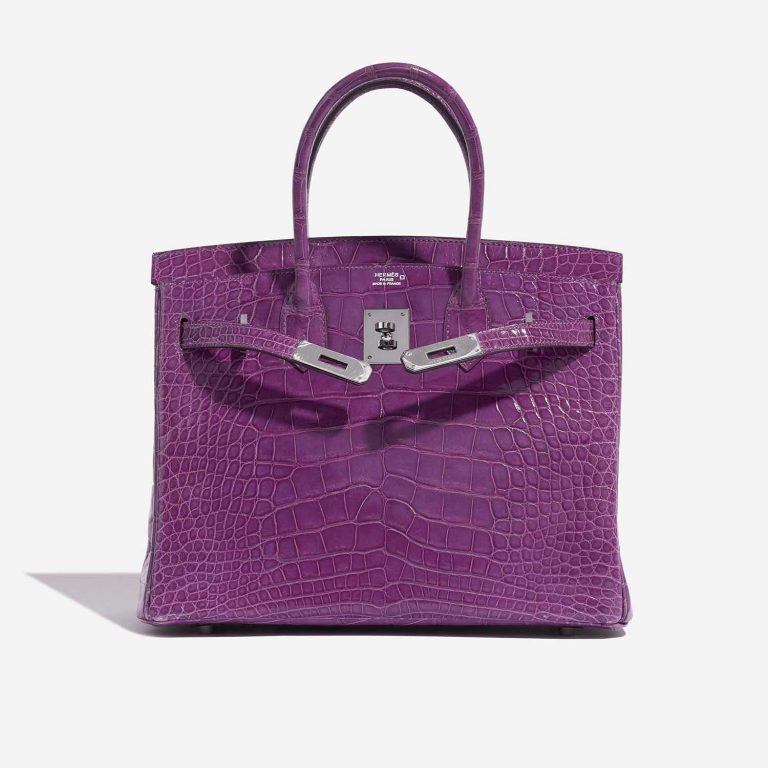 Pre-owned Hermès bag Birkin 30 Alligator Violet Violet Front Open | Sell your designer bag on Saclab.com