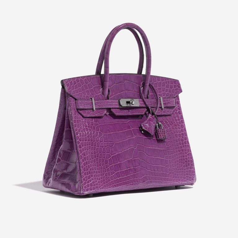 Pre-owned Hermès bag Birkin 30 Alligator Violet Violet Side Front | Sell your designer bag on Saclab.com