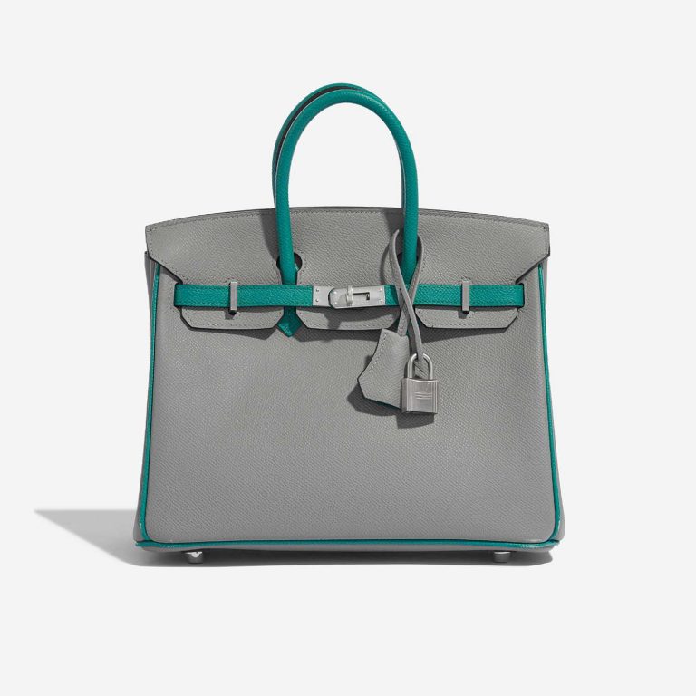 Pre-owned Hermès bag Birkin HSS 25 Epsom Gris Mouette / Blue Paon Green, Grey Front | Sell your designer bag on Saclab.com