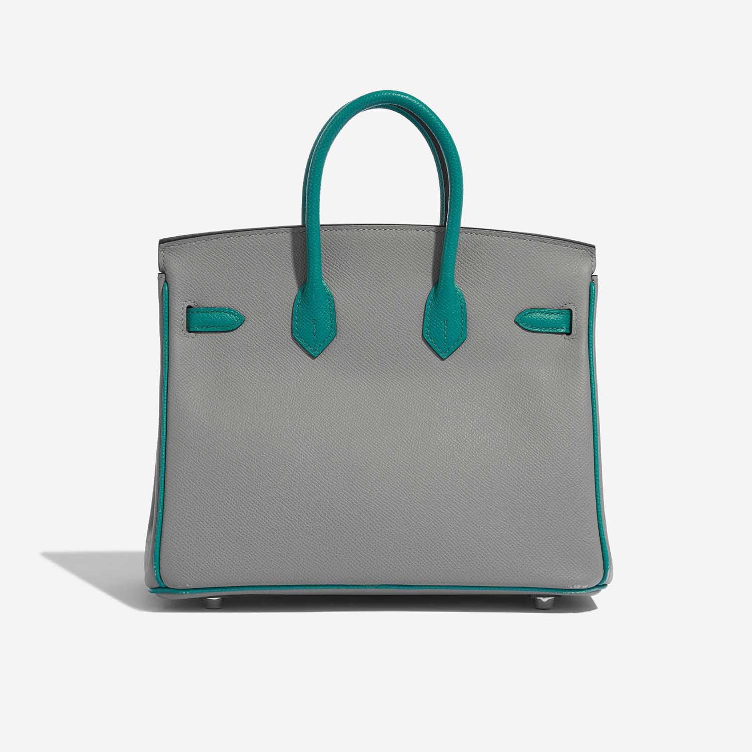 Gebrauchte Hermès Tasche Birkin HSS 25 Epsom Gris Mouette / Blue Paon Green, Grey Back | Verkaufen Sie Ihre Designer-Tasche auf Saclab.com