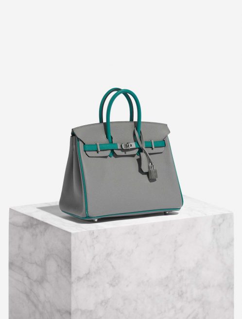 Pre-owned Hermès bag Birkin HSS 25 Epsom Gris Mouette / Blue Paon Green, Grey Side Front | Sell your designer bag on Saclab.com