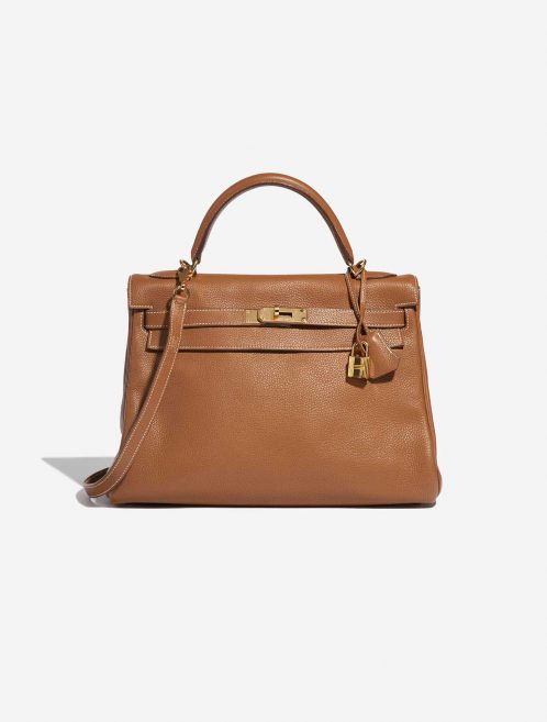 Pre-owned Hermès bag Kelly 32 Togo Gold Brown Front | Sell your designer bag on Saclab.com