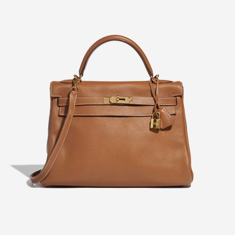 Pre-owned Hermès bag Kelly 32 Togo Gold Brown | Sell your designer bag on Saclab.com