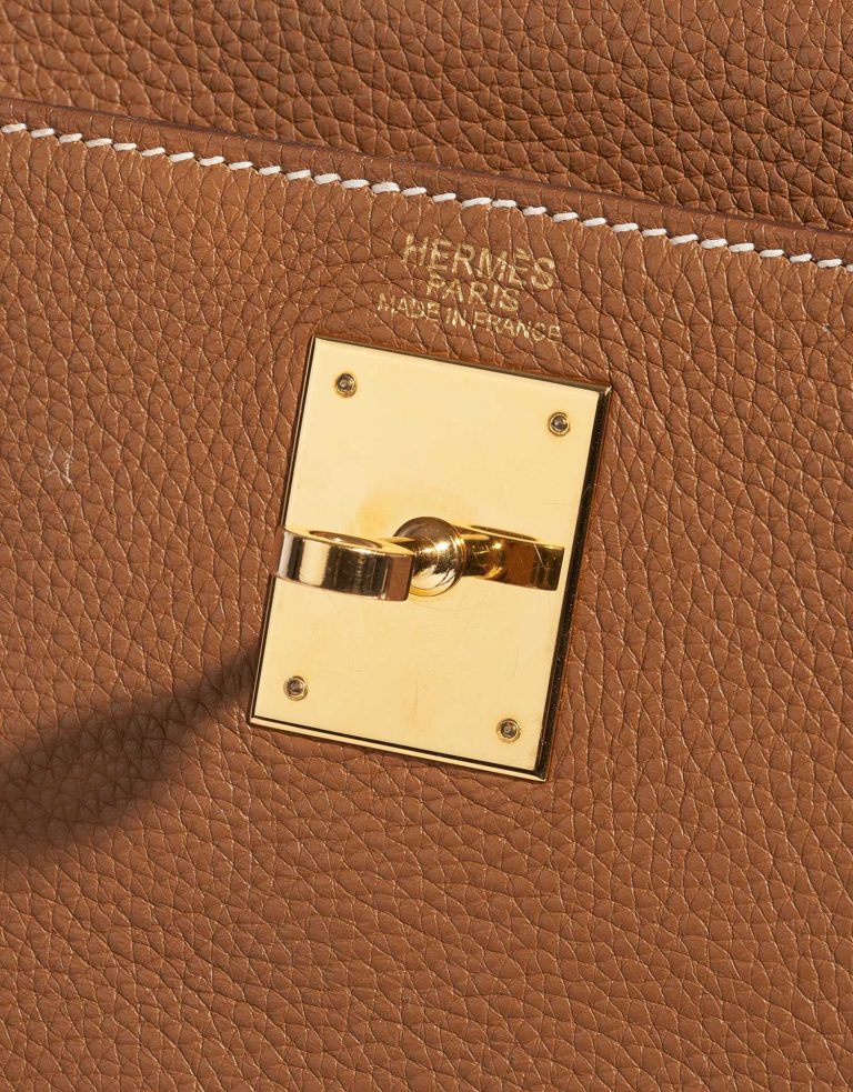 Pre-owned Hermès bag Kelly 32 Togo Gold Brown Logo | Sell your designer bag on Saclab.com