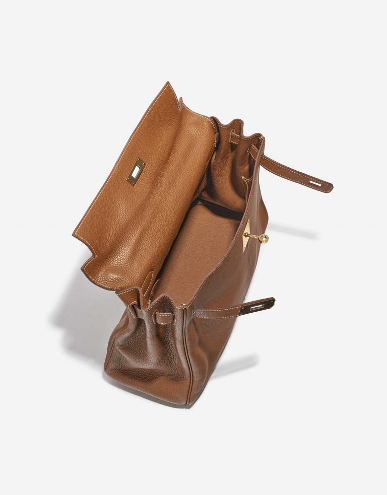 Pre-owned Hermès bag Kelly 32 Togo Gold Brown Inside | Sell your designer bag on Saclab.com