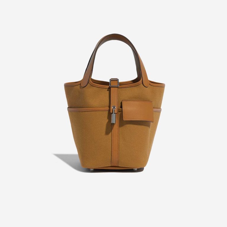 Pre-owned Hermès bag Picotin 18 Cargo Canvas Sesame Brown Front | Sell your designer bag on Saclab.com