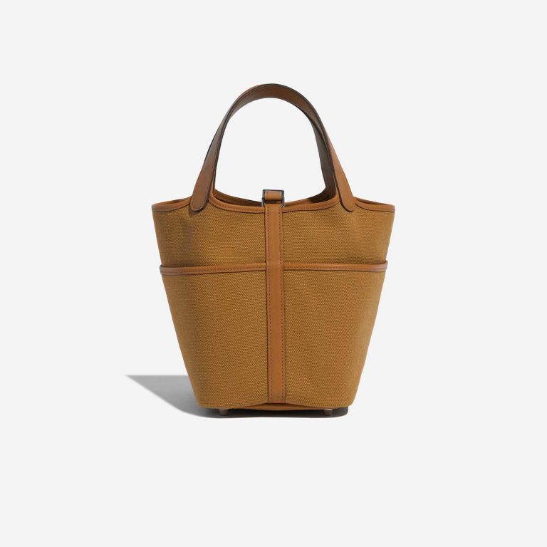 Pre-owned Hermès bag Picotin Cargo 18 Canvas Sesame Brown Back | Sell your designer bag on Saclab.com