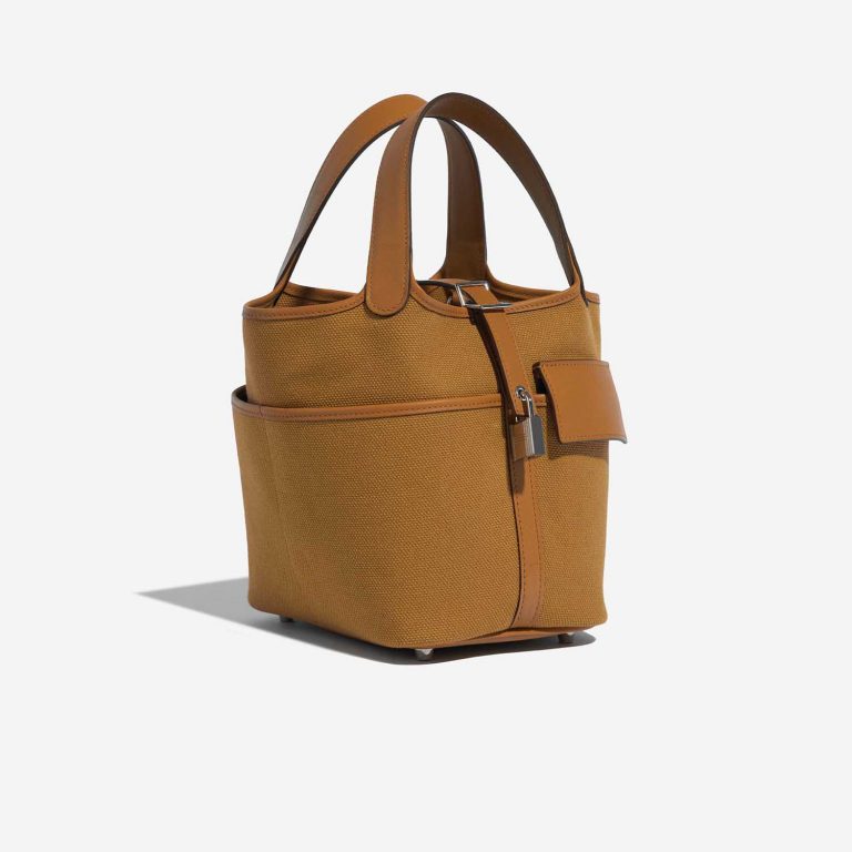 Pre-owned Hermès bag Picotin Cargo 18 Canvas Sesame Brown Side Front | Sell your designer bag on Saclab.com