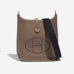 Pre-owned Hermès bag Evelyne 16 Taurillon Clemence Etoupe Brown Front | Sell your designer bag on Saclab.com
