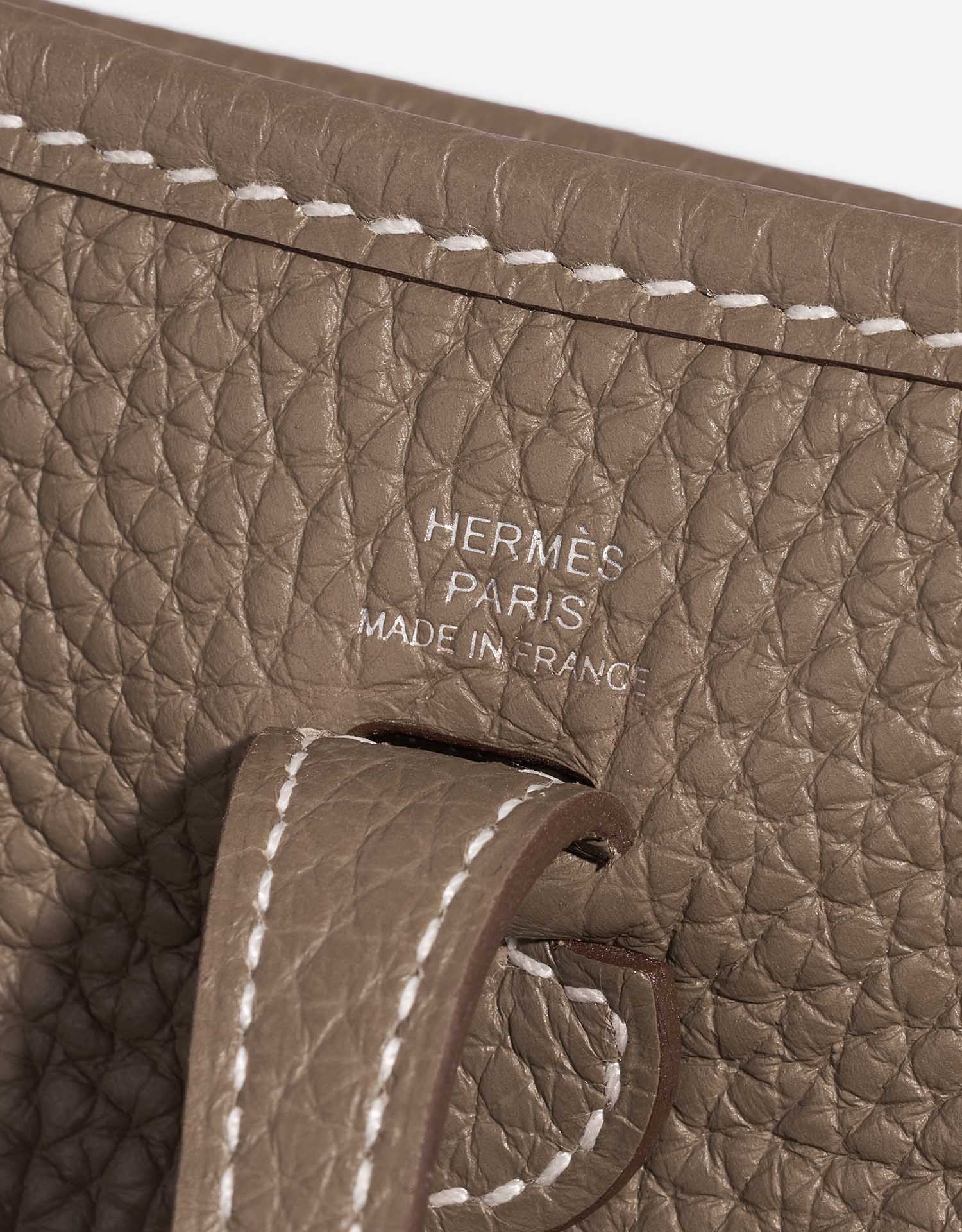 Pre-owned Hermès bag Evelyne 16 Taurillon Clemence Etoupe Brown Logo | Sell your designer bag on Saclab.com