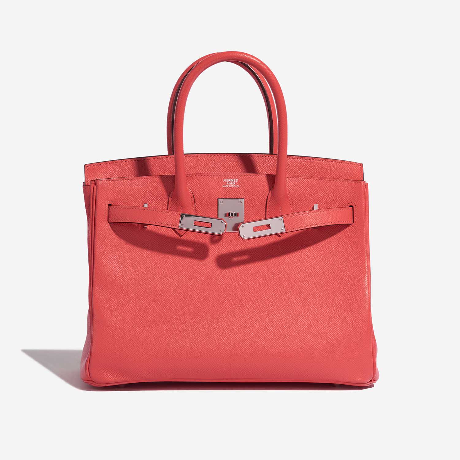 Pre-owned Hermès bag Birkin 30 Epsom Rouge Pivoine Orange Front Open | Sell your designer bag on Saclab.com