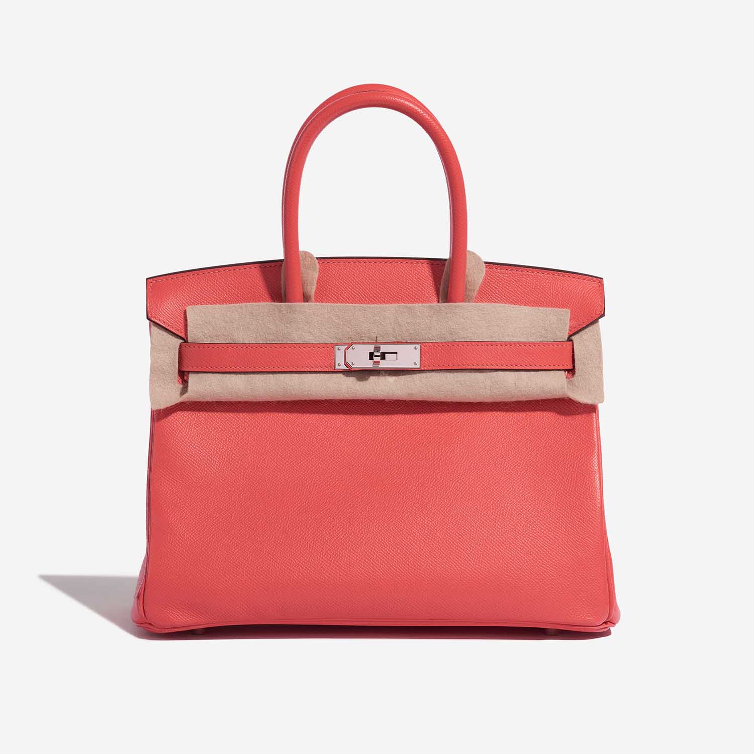 Pre-owned Hermès bag Birkin 30 Epsom Rouge Pivoine Orange Front Velt | Sell your designer bag on Saclab.com