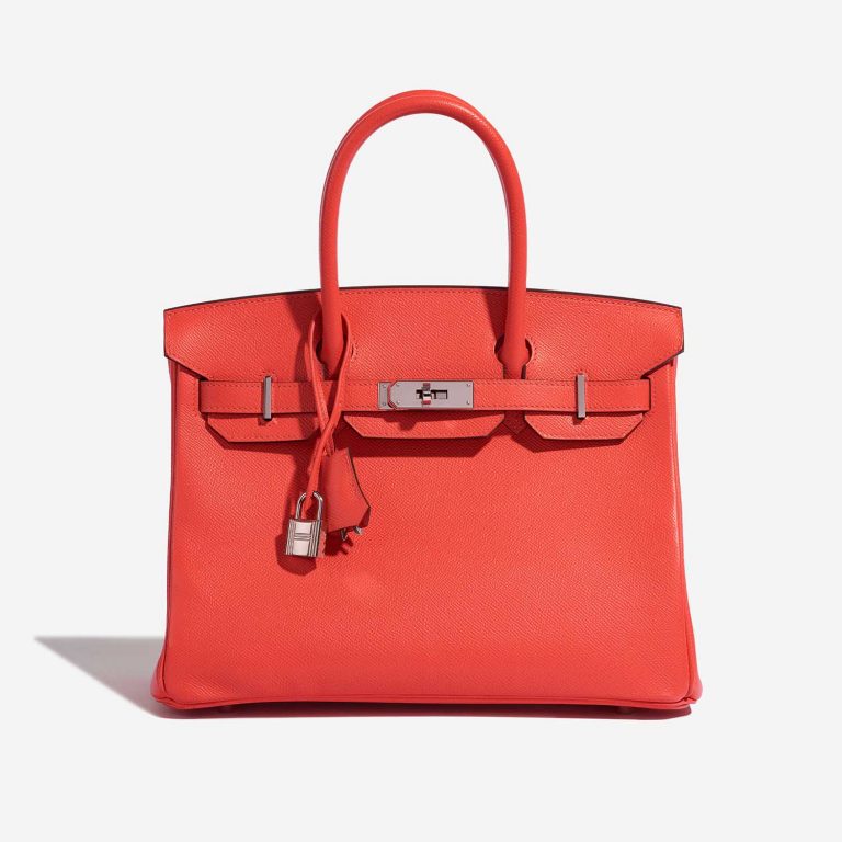 Pre-owned Hermès bag Birkin 30 Epsom Rouge Pivoine Orange Front | Sell your designer bag on Saclab.com