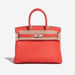 Pre-owned Hermès bag Birkin 30 Epsom Rouge Pivoine Orange Front Velt | Sell your designer bag on Saclab.com