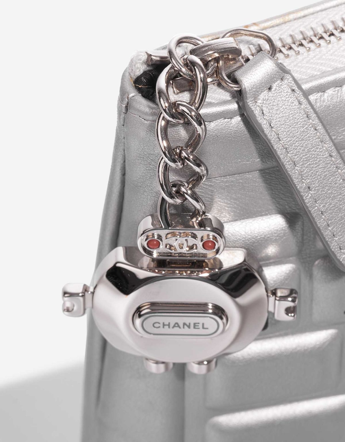 Chanel Keyboard Clutch Calf Silver SACLÀB