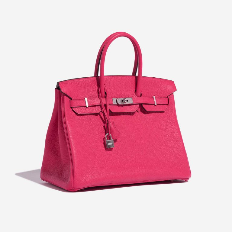 Pre-owned Hermès bag Birkin HSS 35 Taurillon Clemence Rose Extreme / Rose Pourpre Rose Side Front | Sell your designer bag on Saclab.com