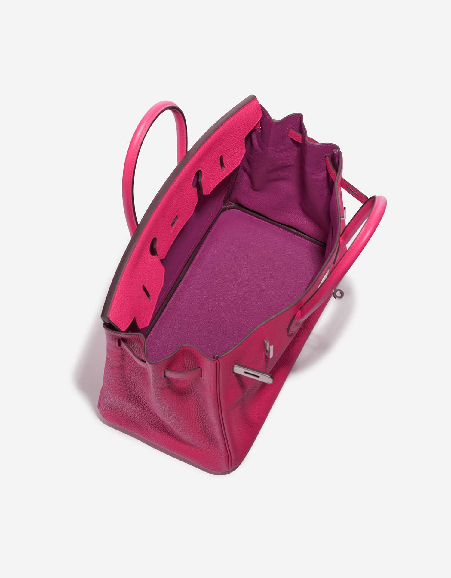 Pre-owned Hermès bag Birkin HSS 35 Taurillon Clemence Rose Extreme / Rose Pourpre Rose Inside | Sell your designer bag on Saclab.com