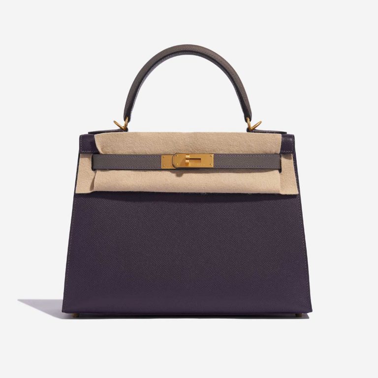 Sac Hermès Kelly HSS 28 Epsom Raisin / Gris Étain Grey Front Velt | Vendez votre sac de créateur sur Saclab.com