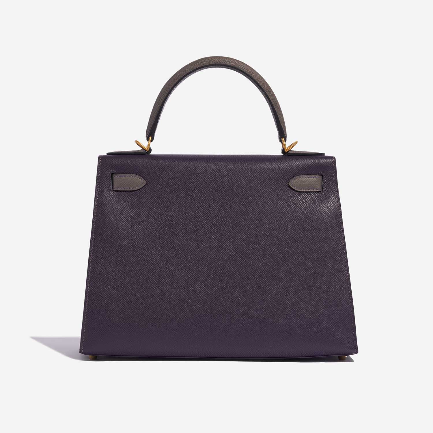 Pre-owned Hermès Tasche Kelly HSS 28 Epsom Raisin / Gris Etain Grey Back | Verkaufen Sie Ihre Designer-Tasche auf Saclab.com