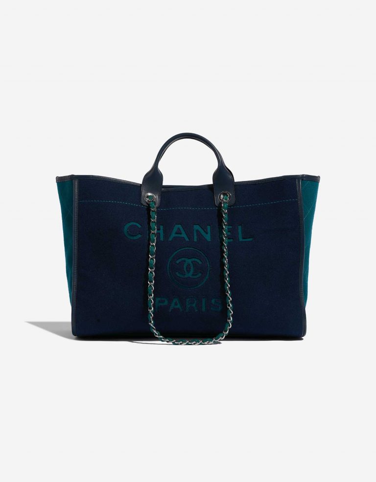 Gebrauchte Chanel Tasche Deauville Large Wool Blue / Turquoise Blue Front | Verkaufen Sie Ihre Designer-Tasche auf Saclab.com