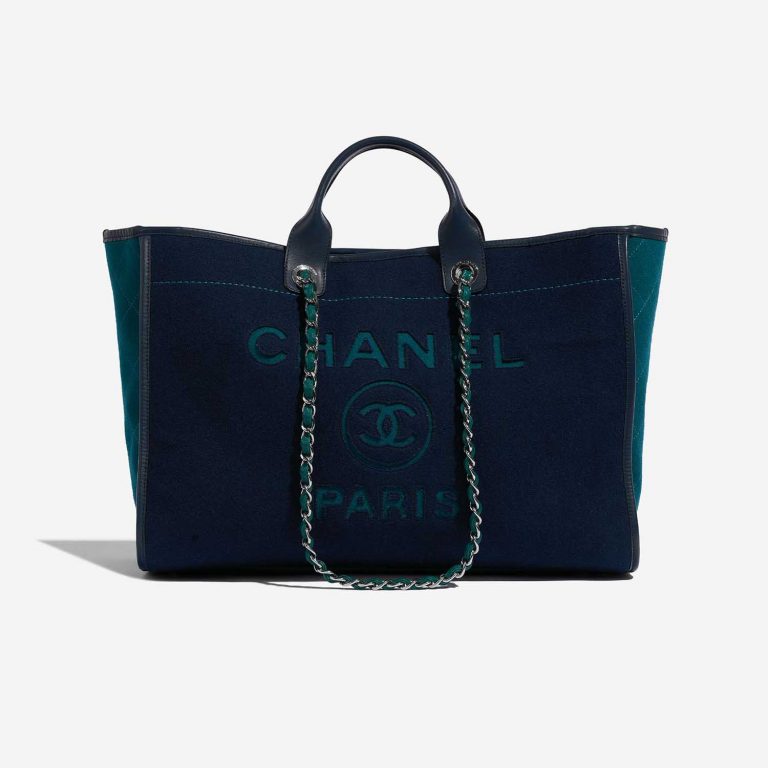 Gebrauchte Chanel Tasche Deauville Large Wool Blue / Turquoise Blue Front | Verkaufen Sie Ihre Designer-Tasche auf Saclab.com