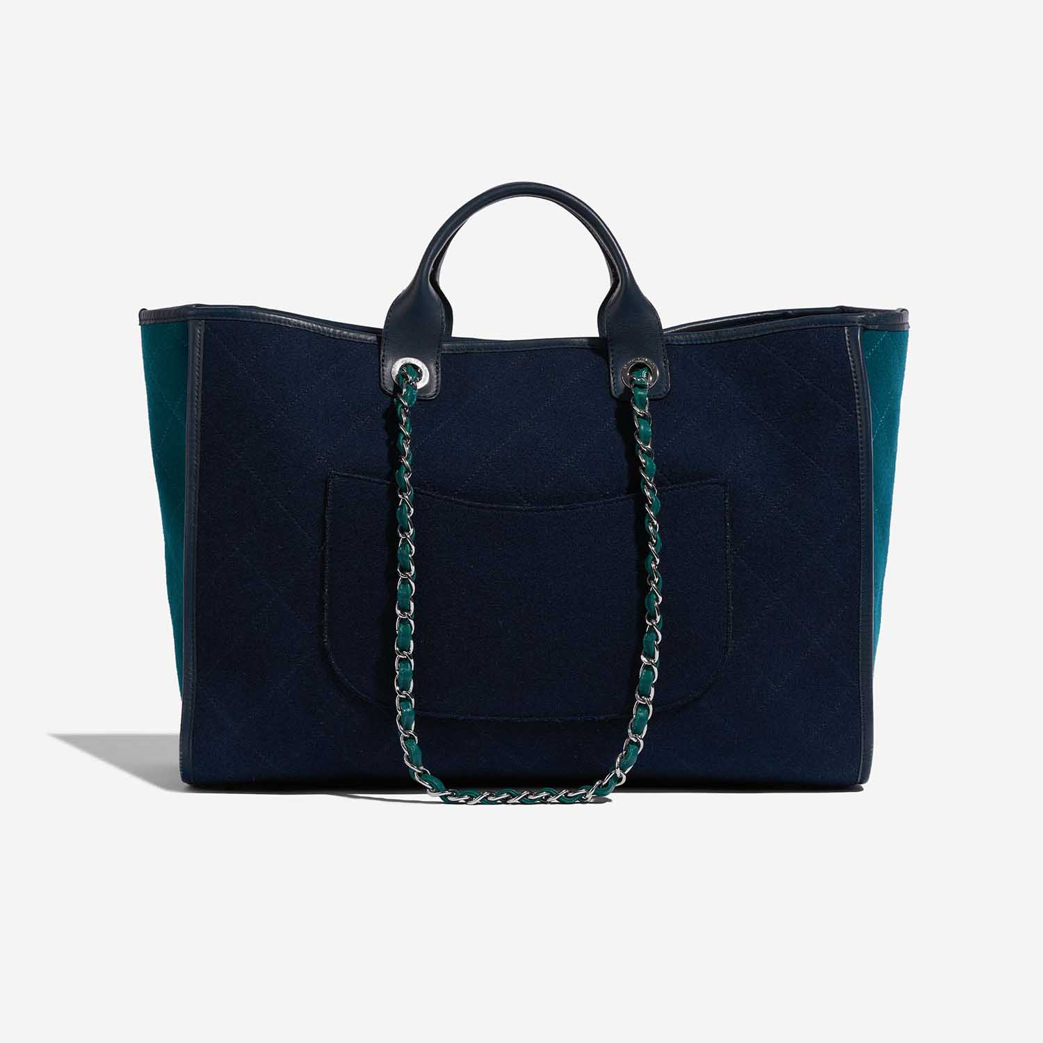 Pre-owned Chanel bag Deauville Large Wool Blue / Turquoise Blue Back | Sell your designer bag on Saclab.com