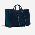 Pre-owned Chanel bag Deauville Large Wool Blue / Turquoise Blue, Turquoise Side Front | Sell your designer bag on Saclab.com
