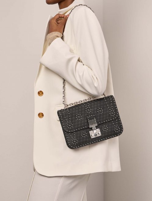 Pre-owned Dior bag Addict Medium Calf / Suede Black Black Model | Sell your designer bag on Saclab.com