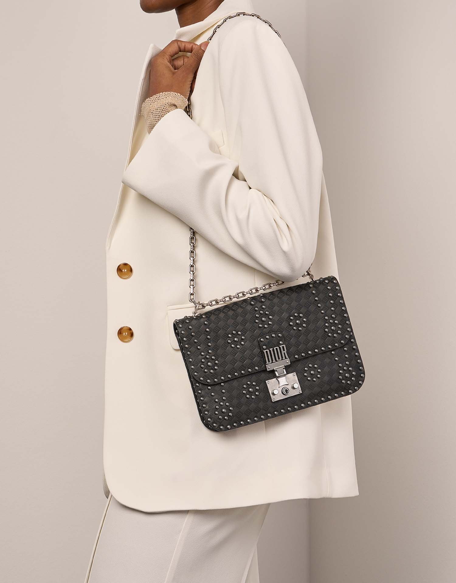 Pre-owned Dior bag Addict Medium Calf / Suede Black Black Model | Sell your designer bag on Saclab.com