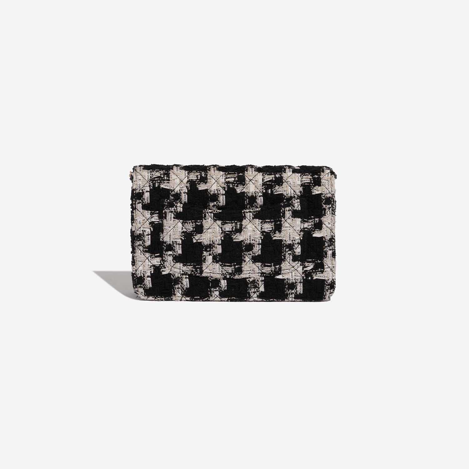 CHANEL Tweed Quilted Wallet On Chain WOC Black Ecru White 529066