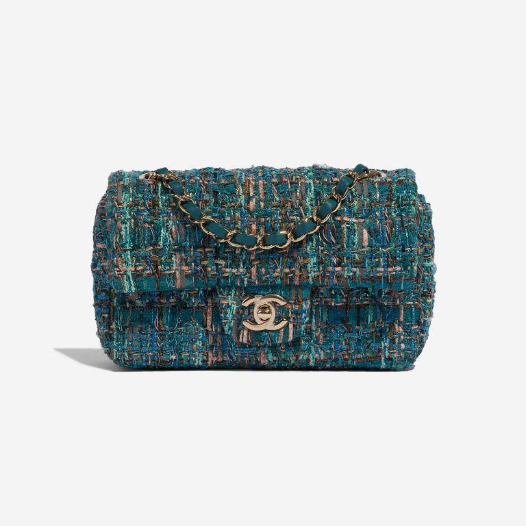 Chanel green tweed bag sale