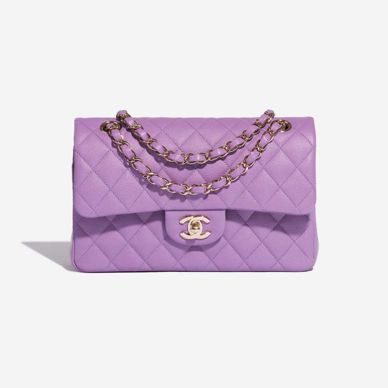 Pre-owned Chanel bag Timeless Small Caviar Violet Violet Front | Sell your designer bag on Saclab.com