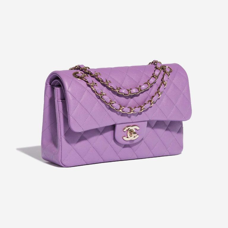 Pre-owned Chanel bag Timeless Small Caviar Violet Violet Side Front | Sell your designer bag on Saclab.com