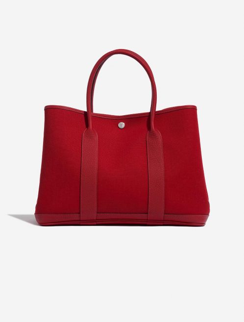 Pre-owned Hermès bag Garden Party 36 Toile Militaire / Veau Negonda Rouge Piment Red Front | Sell your designer bag on Saclab.com