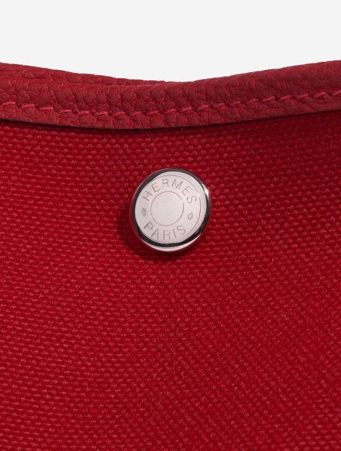 Pre-owned Hermès bag Garden Party 36 Toile Militaire / Veau Negonda Rouge Piment Red Closing System | Sell your designer bag on Saclab.com