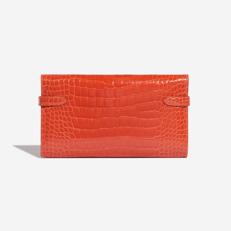 Pre-owned Hermès bag Kelly Long Wallet Alligator Orange Poppy Orange Back | Sell your designer bag on Saclab.com