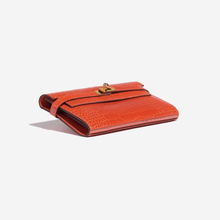 Pre-owned Hermès bag Kelly Long Wallet Alligator Orange Poppy Orange Bottom | Sell your designer bag on Saclab.com