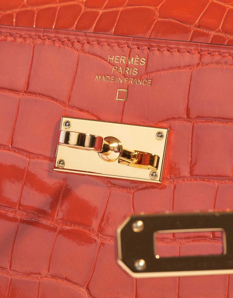 Pre-owned Hermès bag Kelly Long Wallet Alligator Orange Poppy Orange Logo | Sell your designer bag on Saclab.com