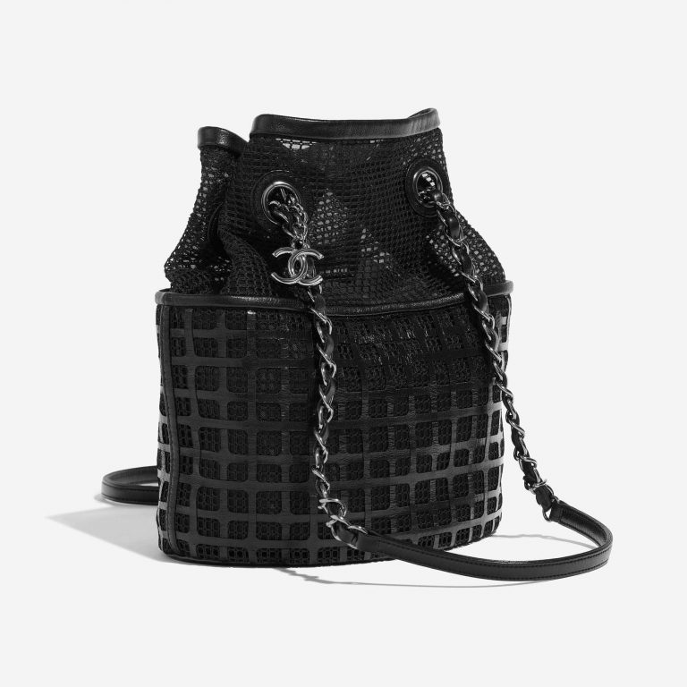 Pre-owned Chanel bag Bucket Bag Mesh / Calf Black Black Side Front | Sell your designer bag on Saclab.com