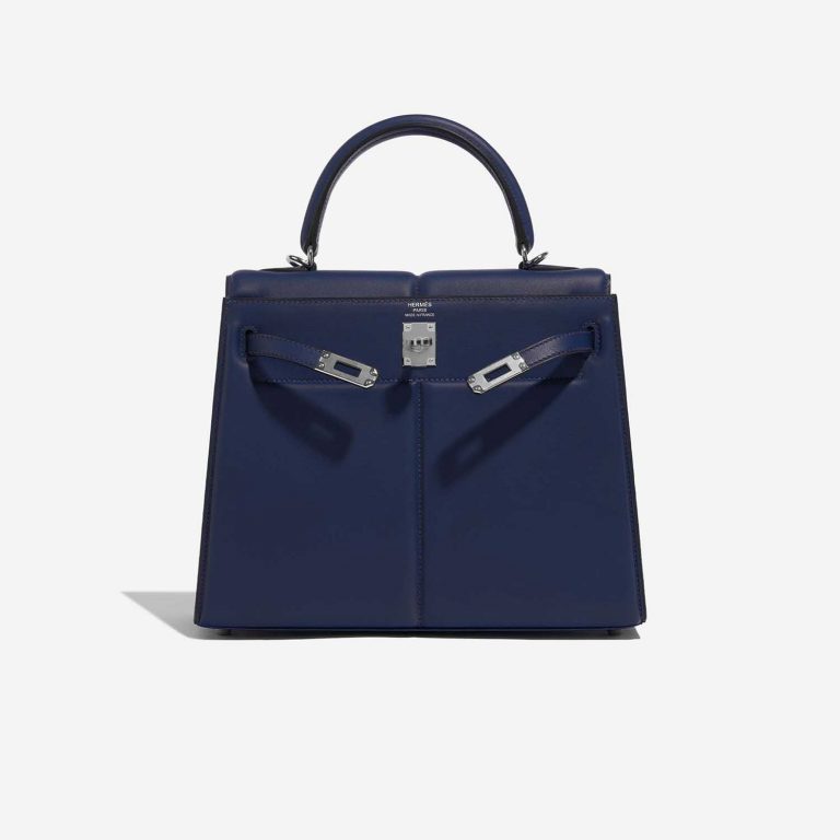 Pre-owned Hermès bag Kelly Padded 25 Swift Blue Saphire Blue Front Open | Sell your designer bag on Saclab.com