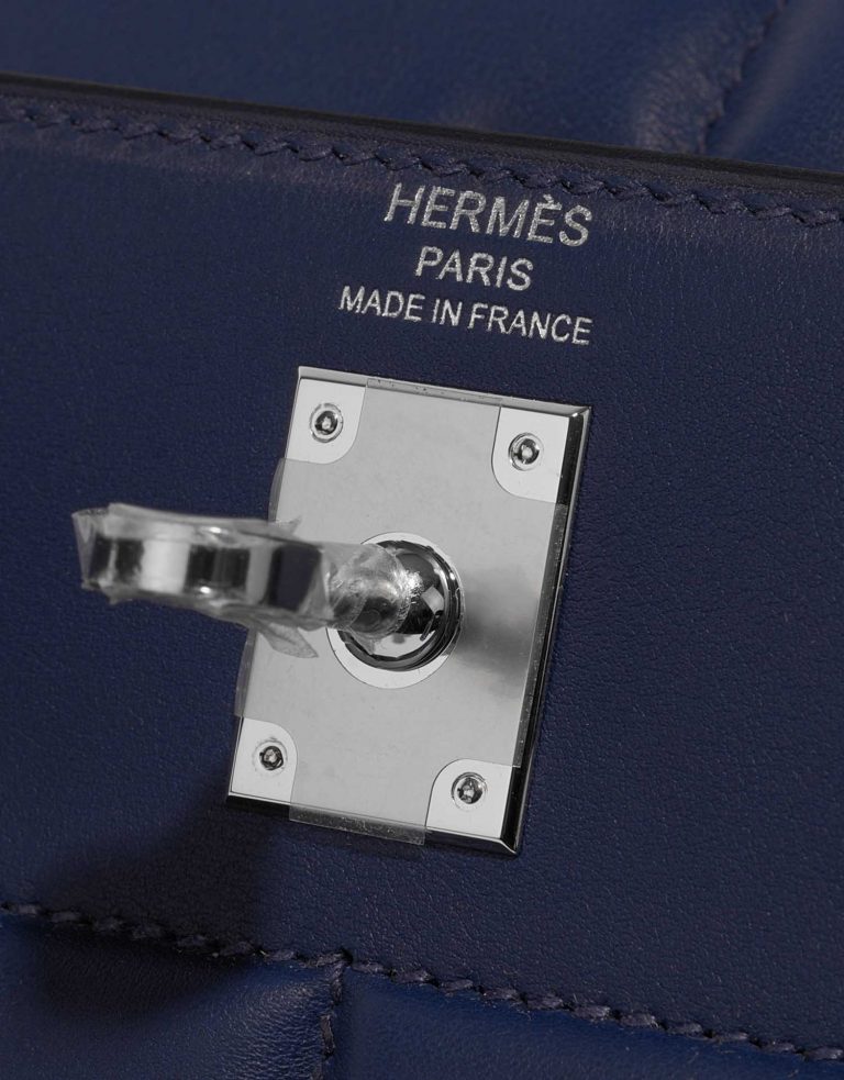 Pre-owned Hermès bag Kelly Padded 25 Swift Blue Saphire Blue Logo | Sell your designer bag on Saclab.com