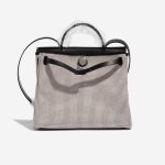 Pre-owned Hermès bag Herbag 31 Toile Quadrille Viking / Vache Hunter Ecru / Black / White Black, White Front Open | Sell your designer bag on Saclab.com
