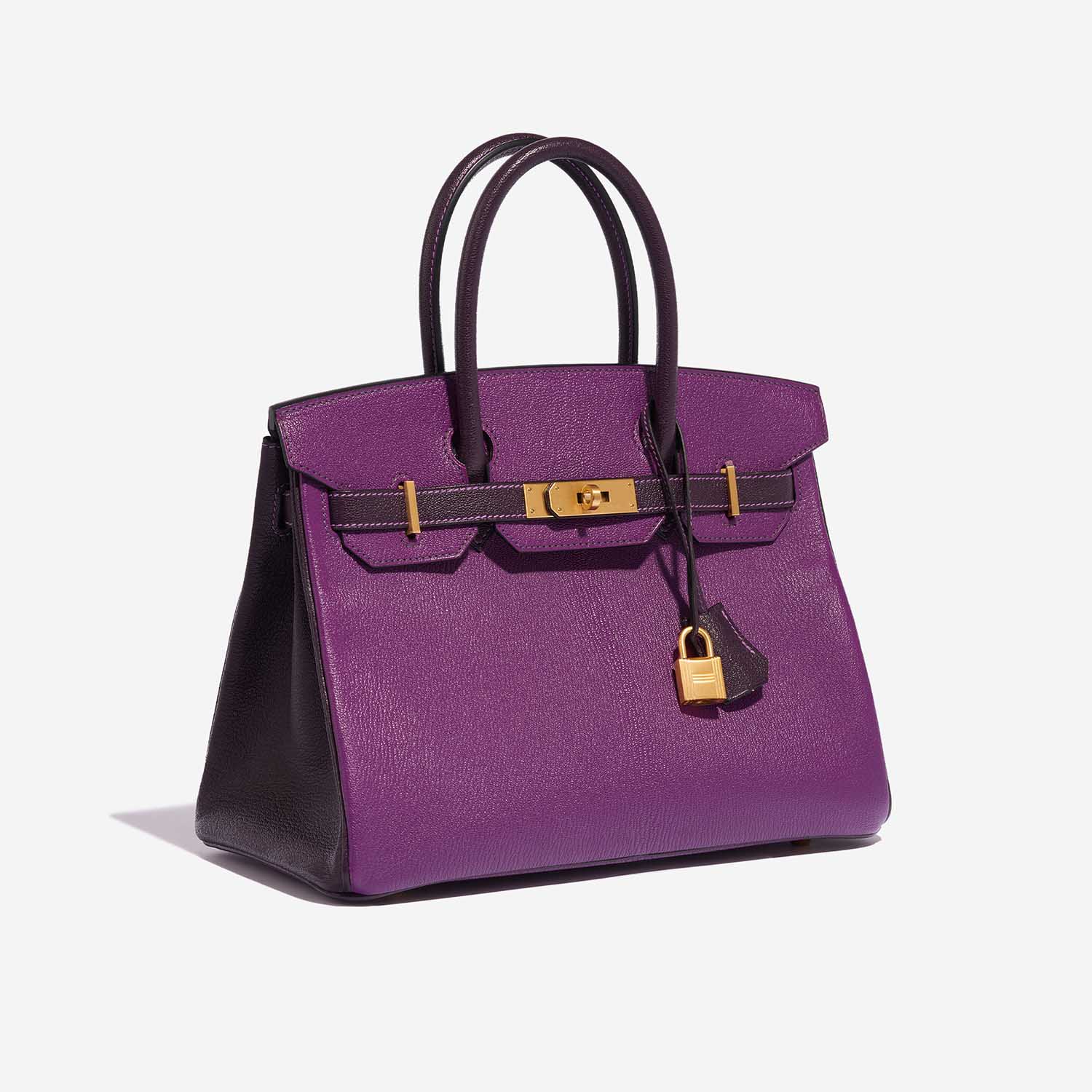 Gebrauchte Hermès Tasche Birkin HSS 30 Chèvre Mysore Anémone / Raisin Violet Side Front | Verkaufen Sie Ihre Designer-Tasche auf Saclab.com