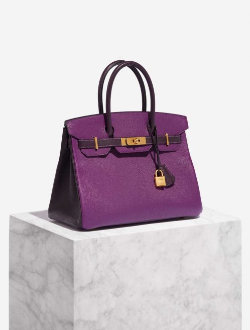 Pre-owned Hermès bag Birkin HSS 30 Chèvre Mysore Anémone / Raisin Burgundy, Violet Side Front | Sell your designer bag on Saclab.com
