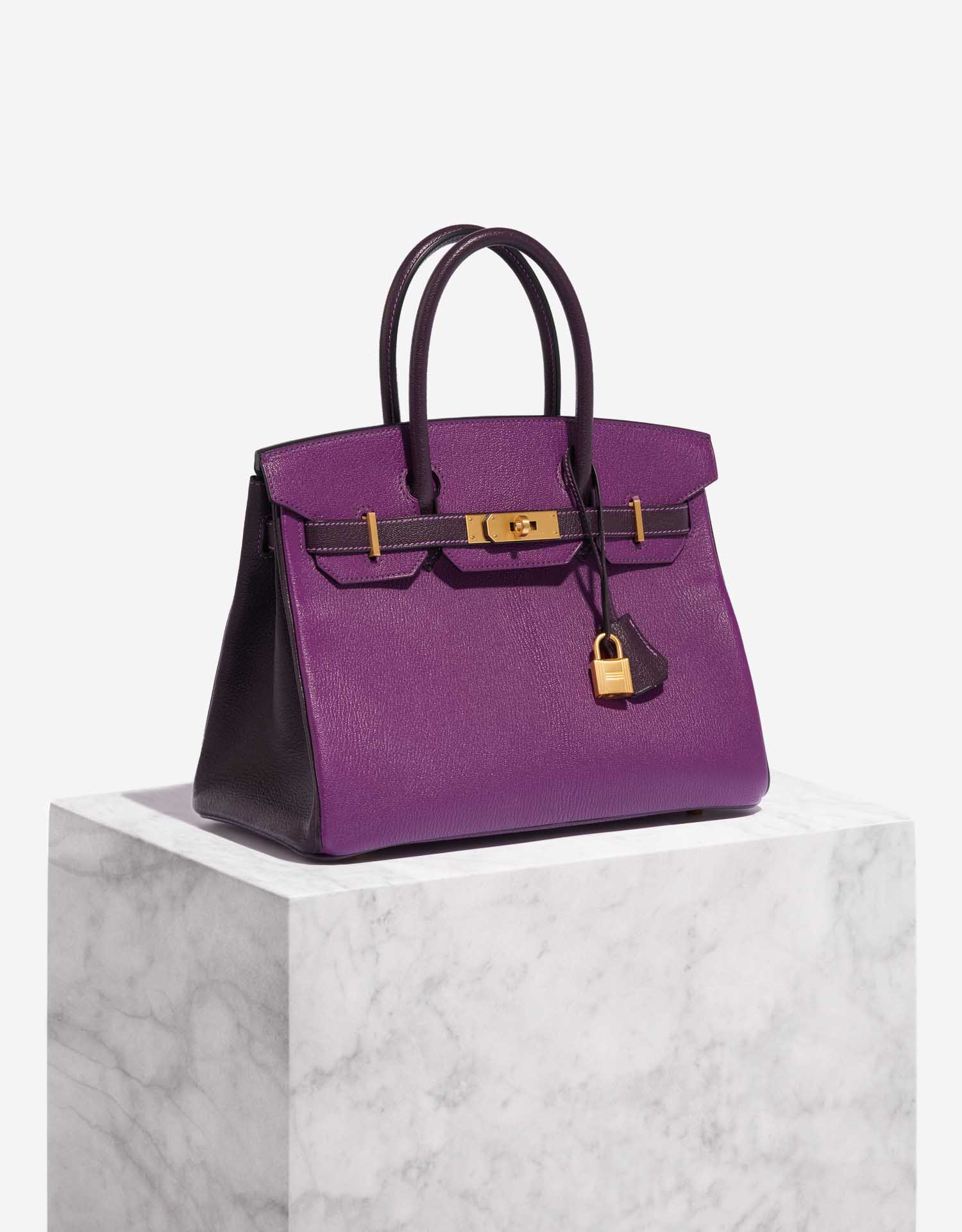 Hermes Birkin Handbag Bicolor Chevre Mysore with Brushed Palladium Hardware  30 Purple 21548219
