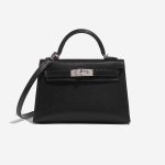 Pre-owned Hermès bag Kelly Mini Chèvre Chamkila Black Black Front | Sell your designer bag on Saclab.com
