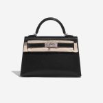 Pre-owned Hermès bag Kelly Mini Chèvre Chamkila Black Black Front Velt | Sell your designer bag on Saclab.com
