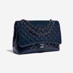 Pre-owned Chanel bag Timeless Maxi Patent Leather Marine Blue Side Front | Sell your designer bag on Saclab.com