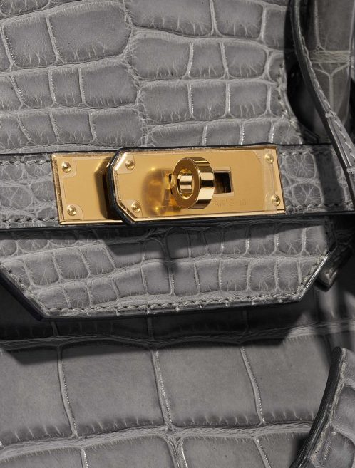 Pre-owned Hermès bag Birkin 35 Matte Alligator Graphite Grey Closing System | Sell your designer bag on Saclab.com