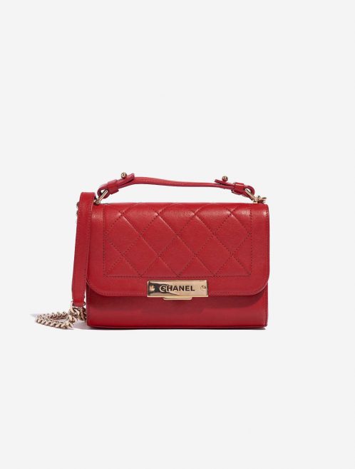Pre-owned Chanel bag Flap Bag Handle Lamb Red Red Front | Sell your designer bag on Saclab.com